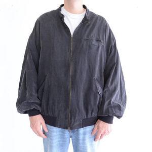 Vintage 90S Bobby Jones 100% Silk Zip Up Graphite Gray Bomber Jacket Size 2XL